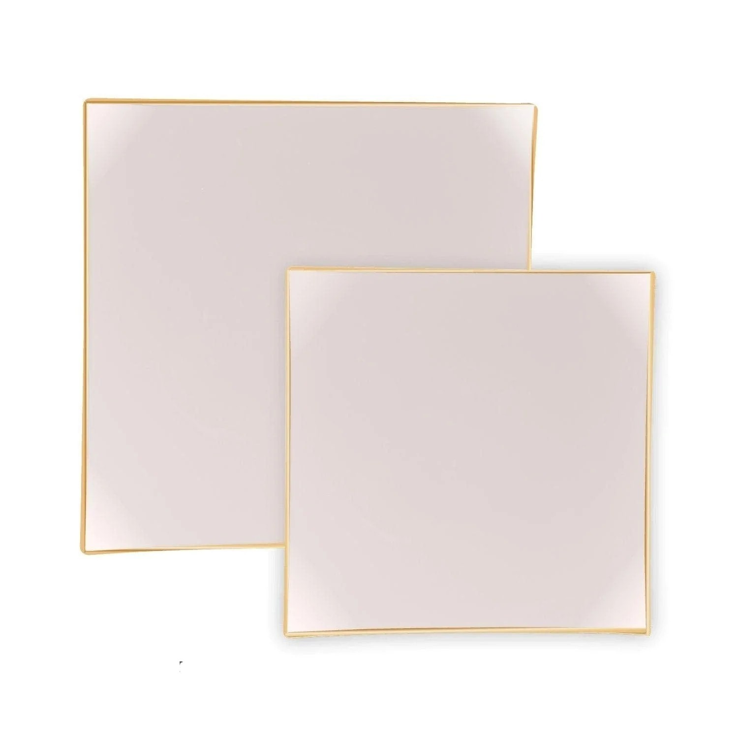Luxe Party Square Linen with Gold Trim Plastic Dinner Plate 10.5