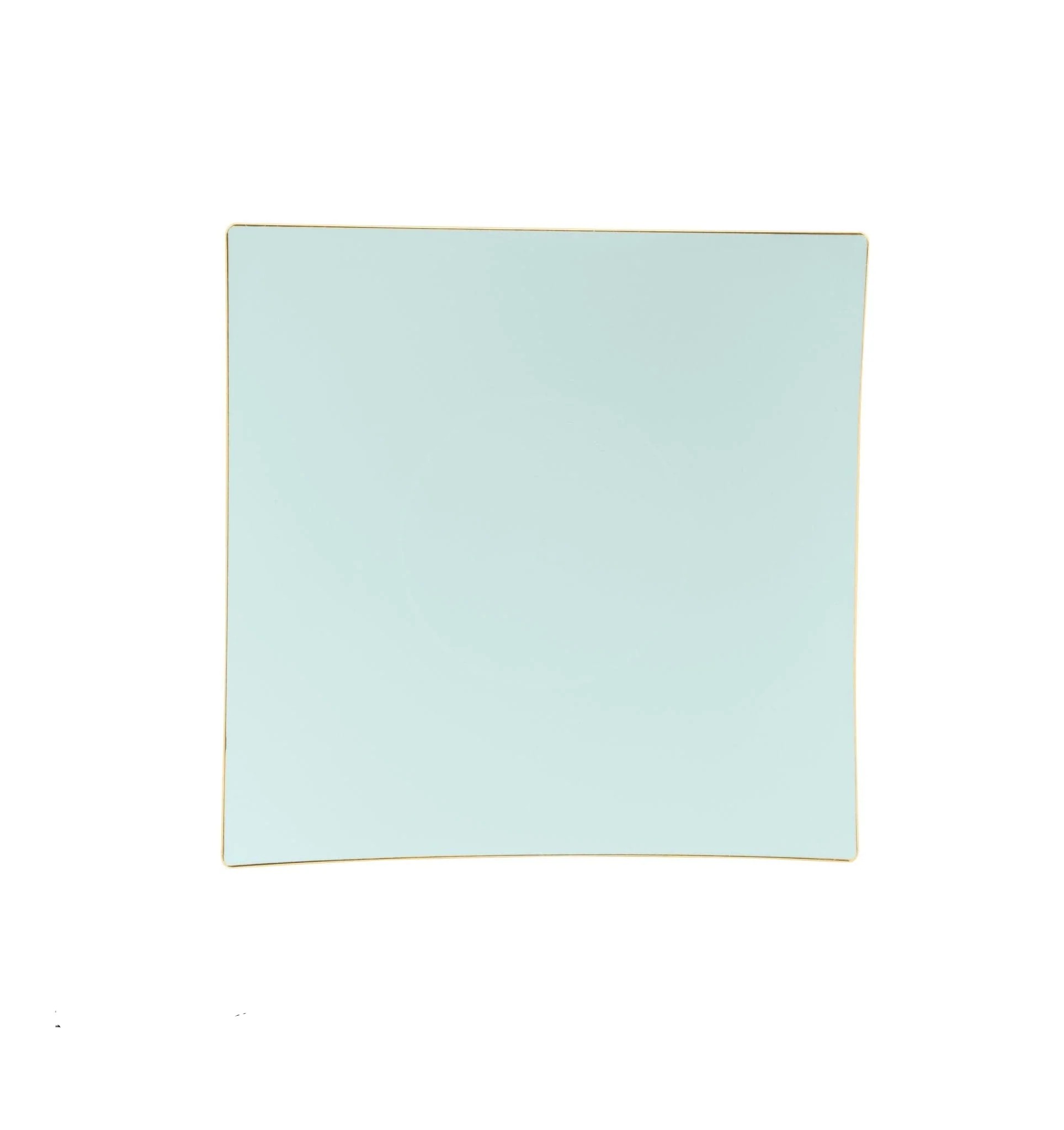 Luxe Party Square Mint with Gold Trim Plastic Dinner Plate 10.5