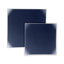 Luxe Party Square Navy with Silver Trim Plastic Appetizer Plate 8" - 10 pcs