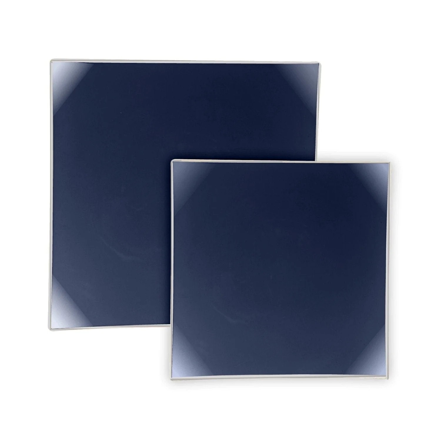 Luxe Party Square Navy with Silver Trim Plastic Appetizer Plate 8
