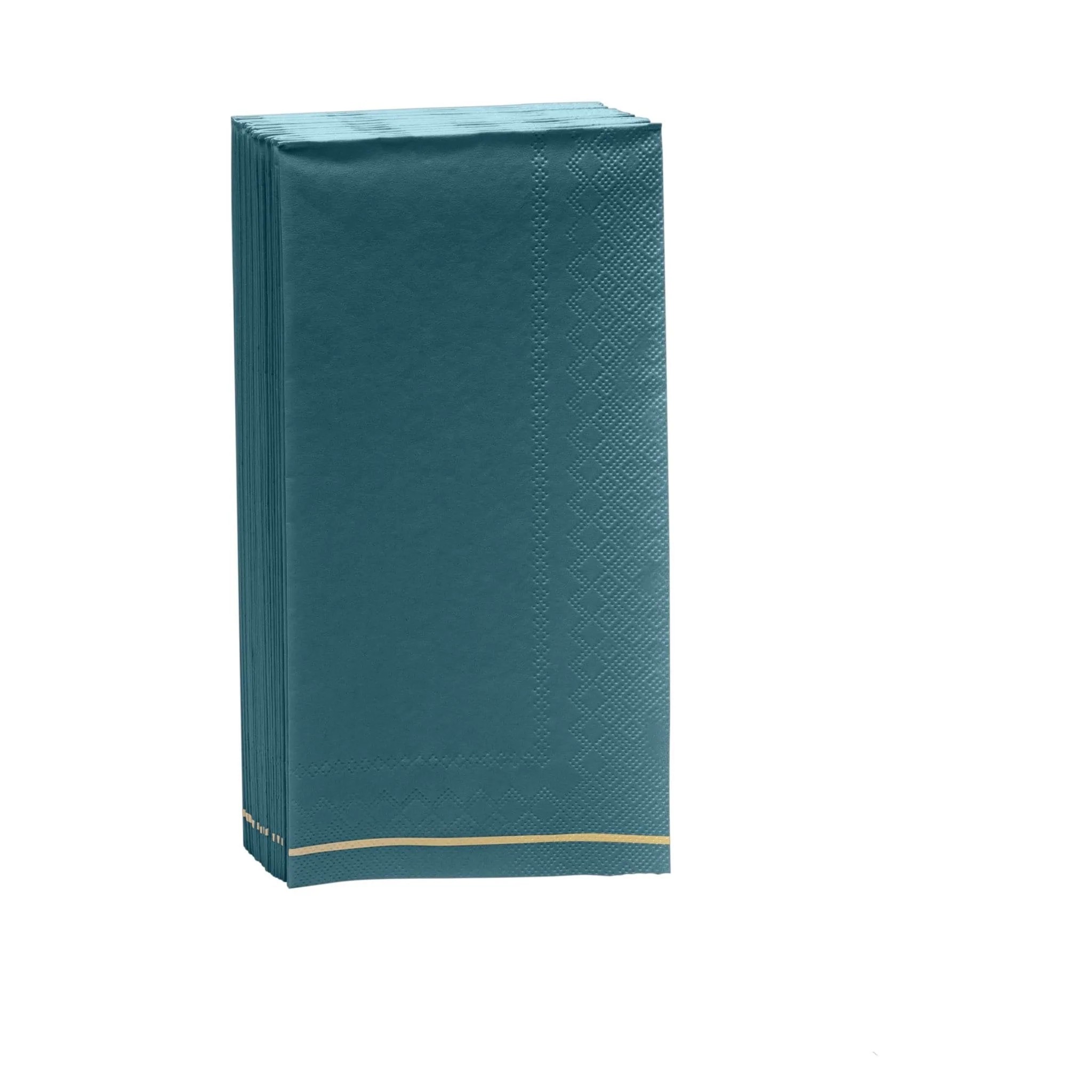 Luxe Party Teal with Gold Stripe Dinner Napkins - 16 pcs