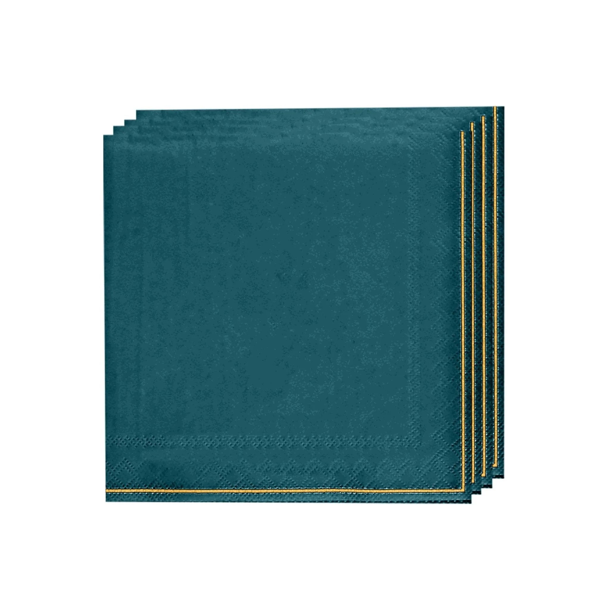 Luxe Party Teal with Gold Stripe Lunch Napkins - 20 pcs