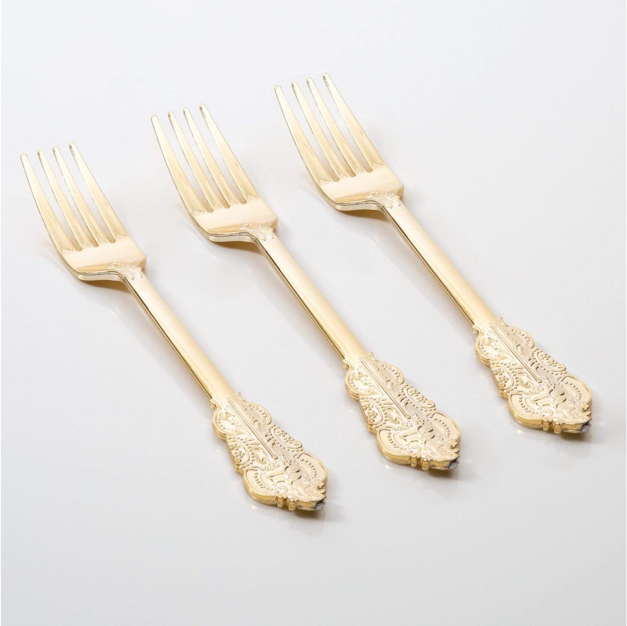Luxe Party Venetian Design Gold Plastic Forks - 20 pcs
