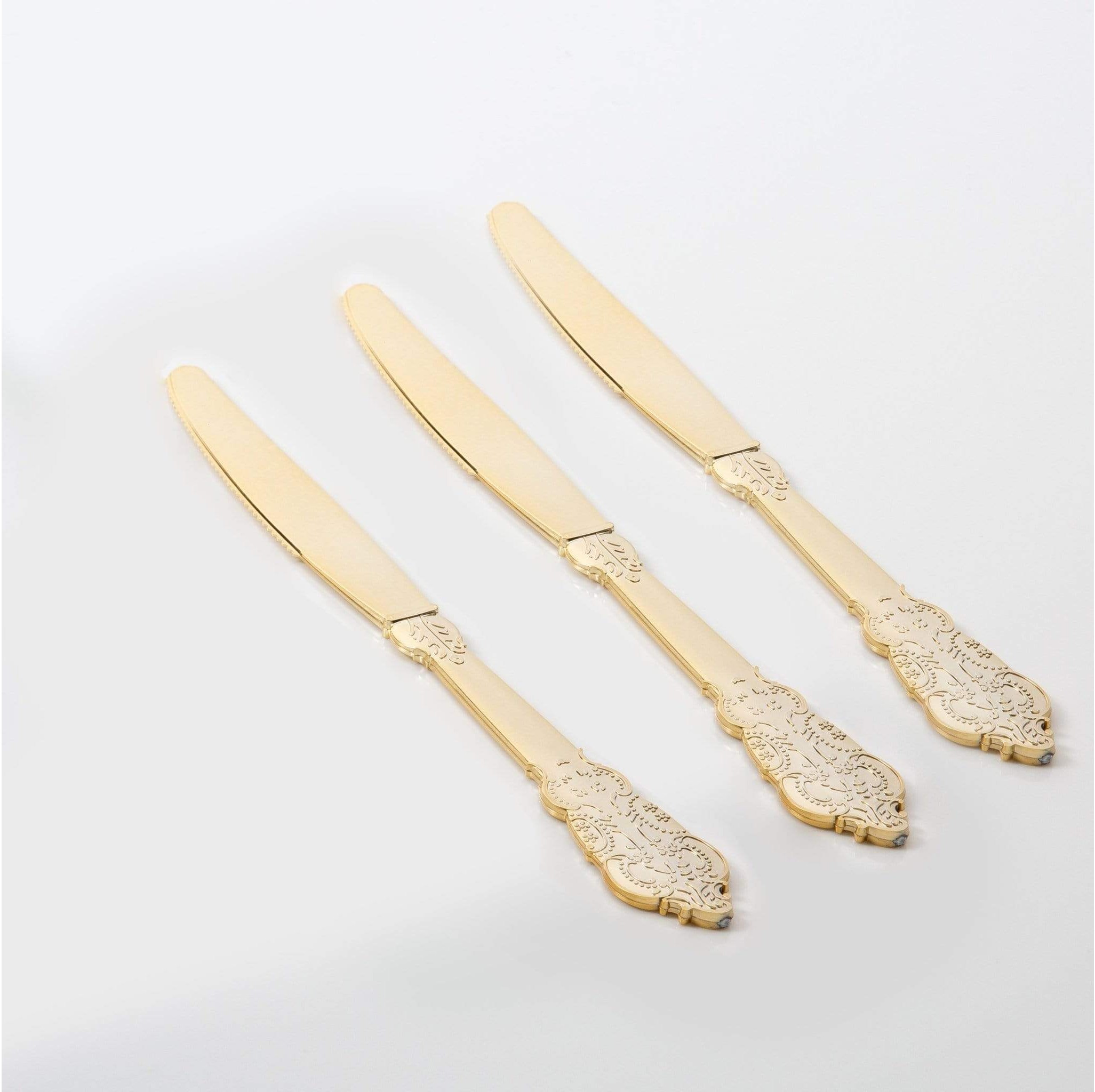Luxe Party Venetian Design Gold Plastic Knives - 20 pcs