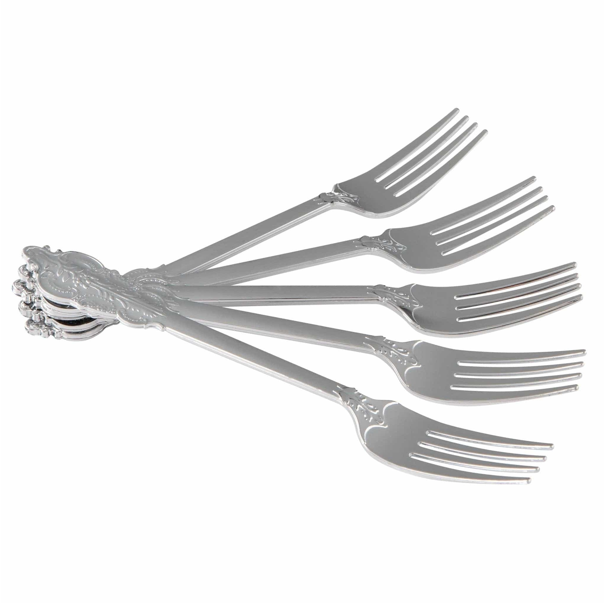 Luxe Party Venetian Design Silver Plastic Forks - 20 pcs