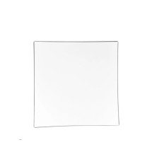 Luxe Party White Silver Rim Square Plastic Dinner Plate 10.5" - 10 pcs