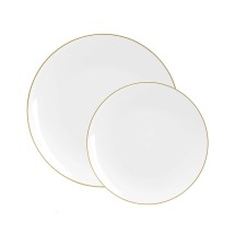 Luxe Party White Gold Rim Round Plastic Appetizer Plate 7.25" - 10 pcs