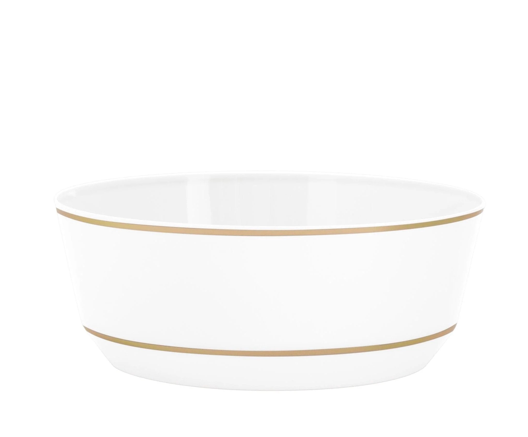 Luxe Party White Gold Rim Round Plastic Bowl 14 oz.- 10 pcs