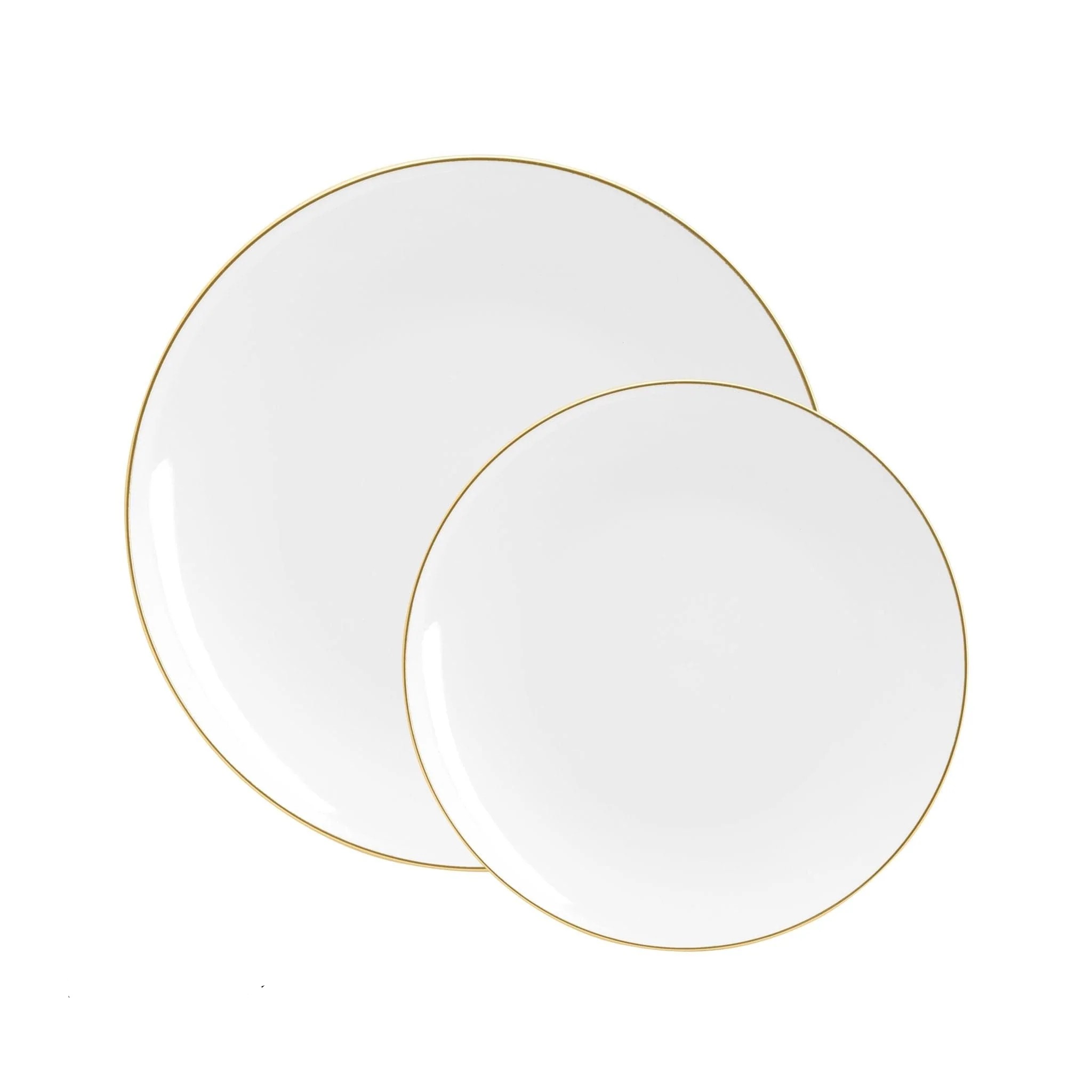 Luxe Party White Gold Rim Round Plastic Dinner Plate 10.25