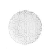 Luxe Party White Silver Geo Round Plastic Appetizer Plate 7.25" - 10 pcs