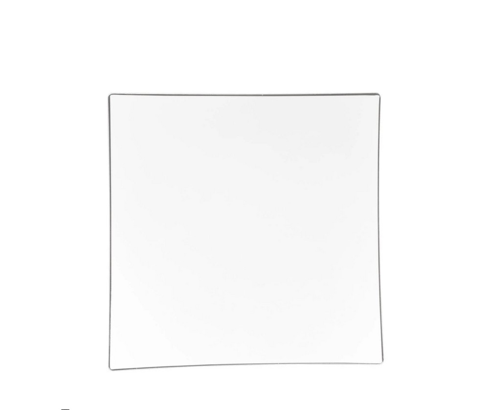 Luxe Party White Silver Rim Square Plastic Appetizer Plate 8" - 10 pcs