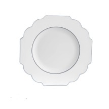 Luxe Party White Silver Scalloped Rim Plastic Appetizer Plate 8" - 10 pcs