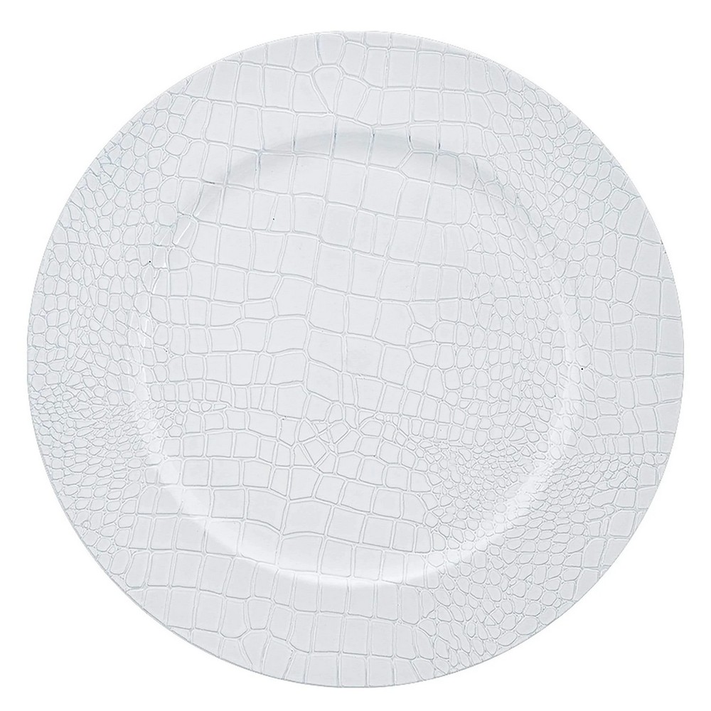 Luxe Party White Snake Skin Round Plastic Charger Plate 13"