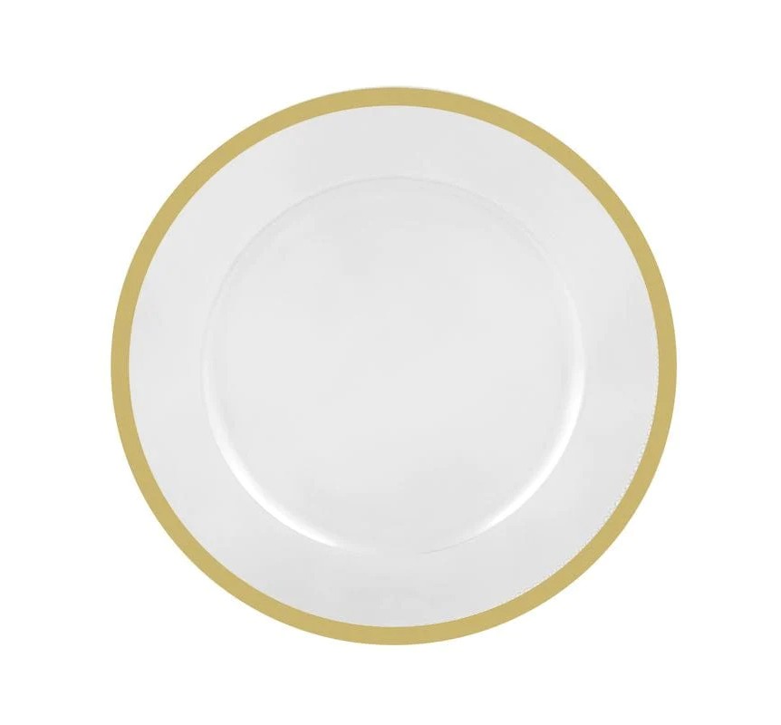 Luxe Party White and Gold Plastic Charger Plate 13"
