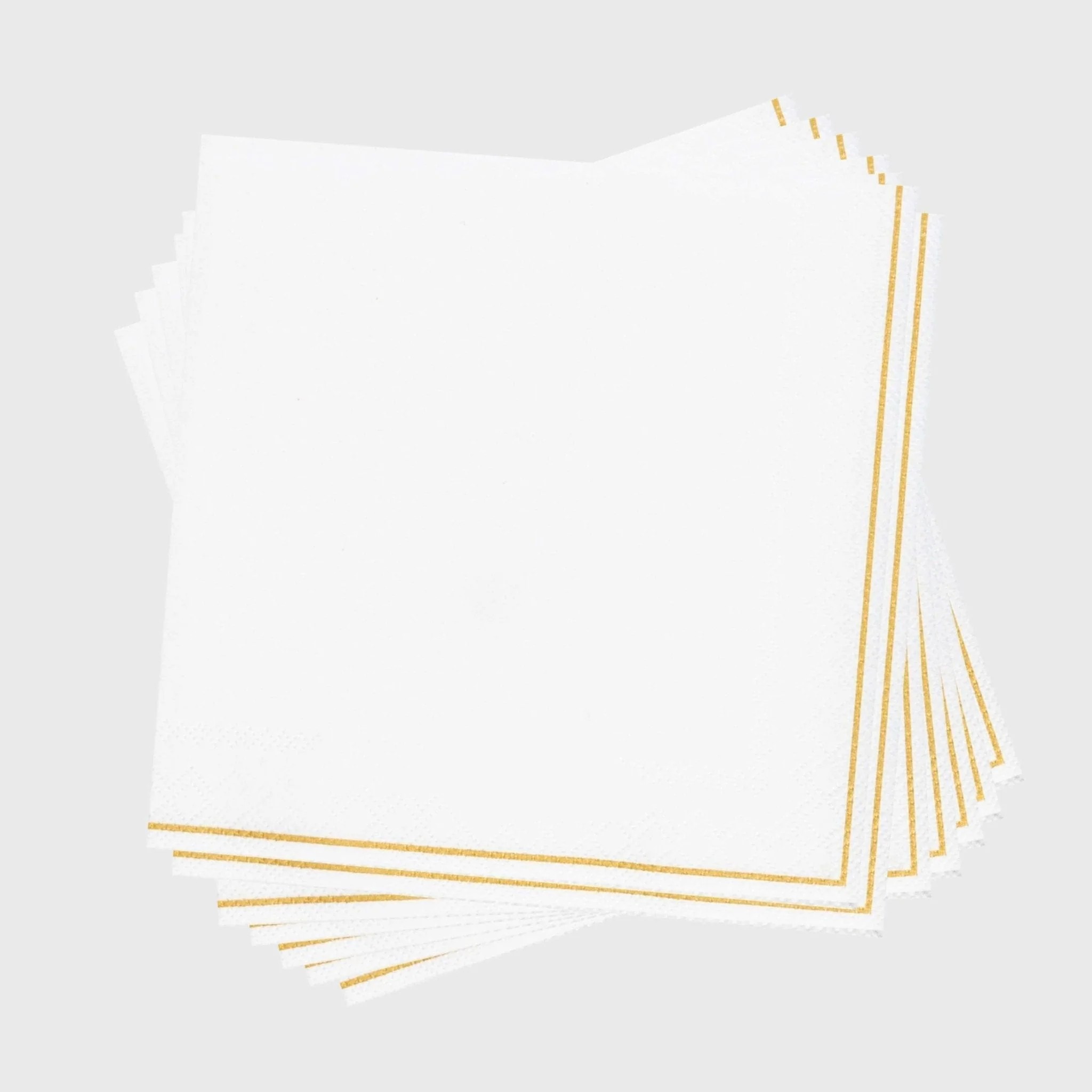 Luxe Party White with Gold Stripe Beverage Napkins - 20 pcs