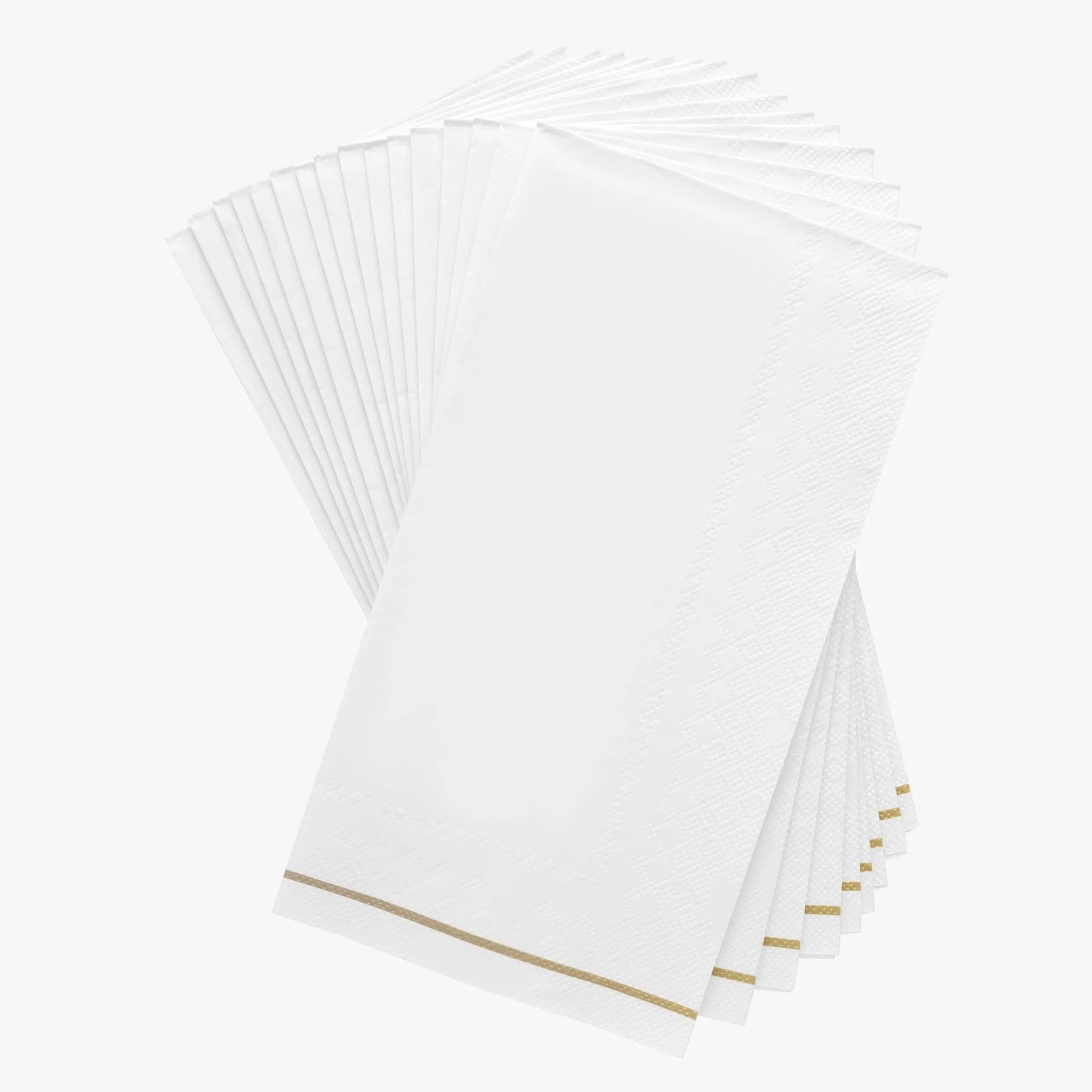 Luxe Party White with Gold Stripe Dinner Napkins - 16 pcs