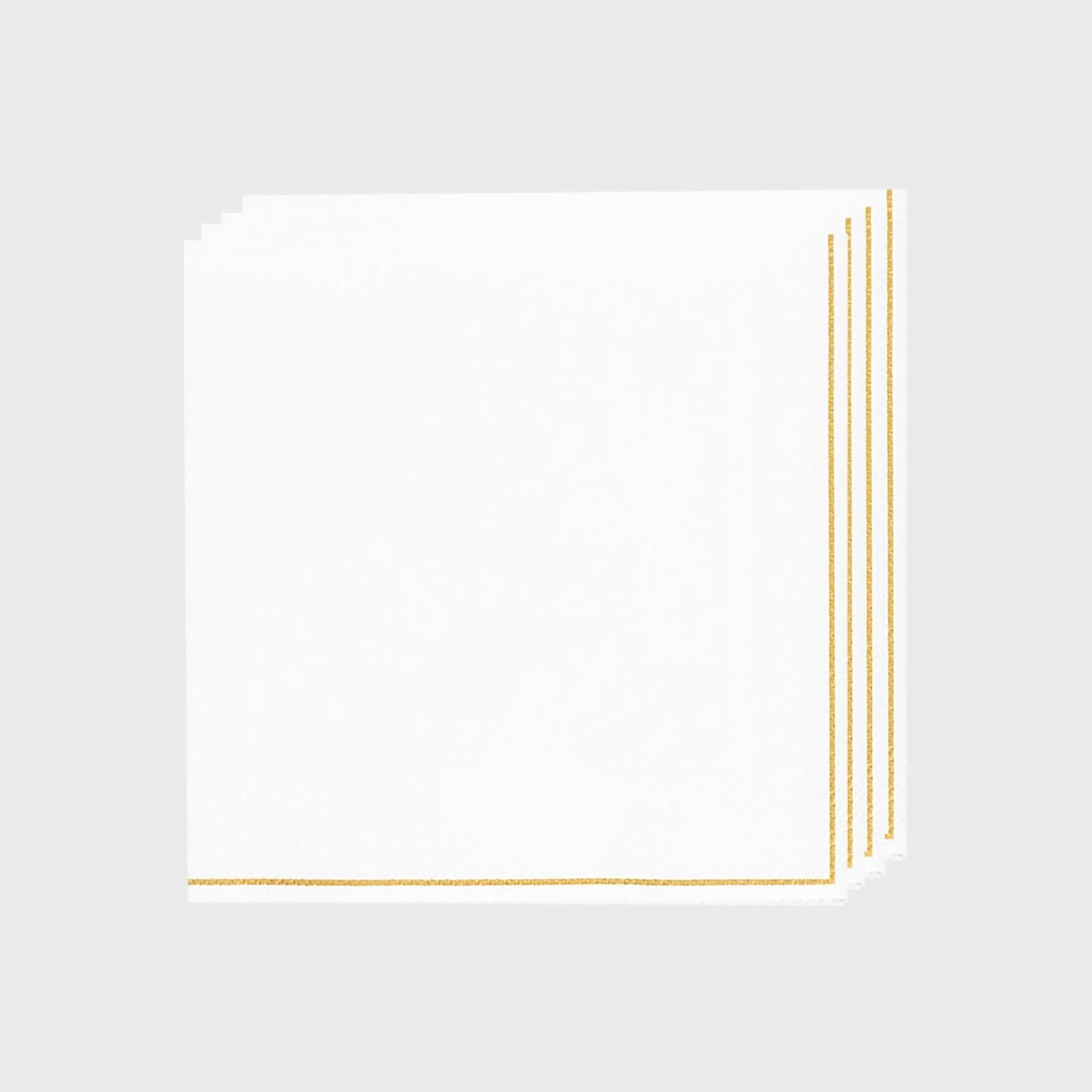 Luxe Party White with Gold Stripe Lunch Napkins - 20 pcs