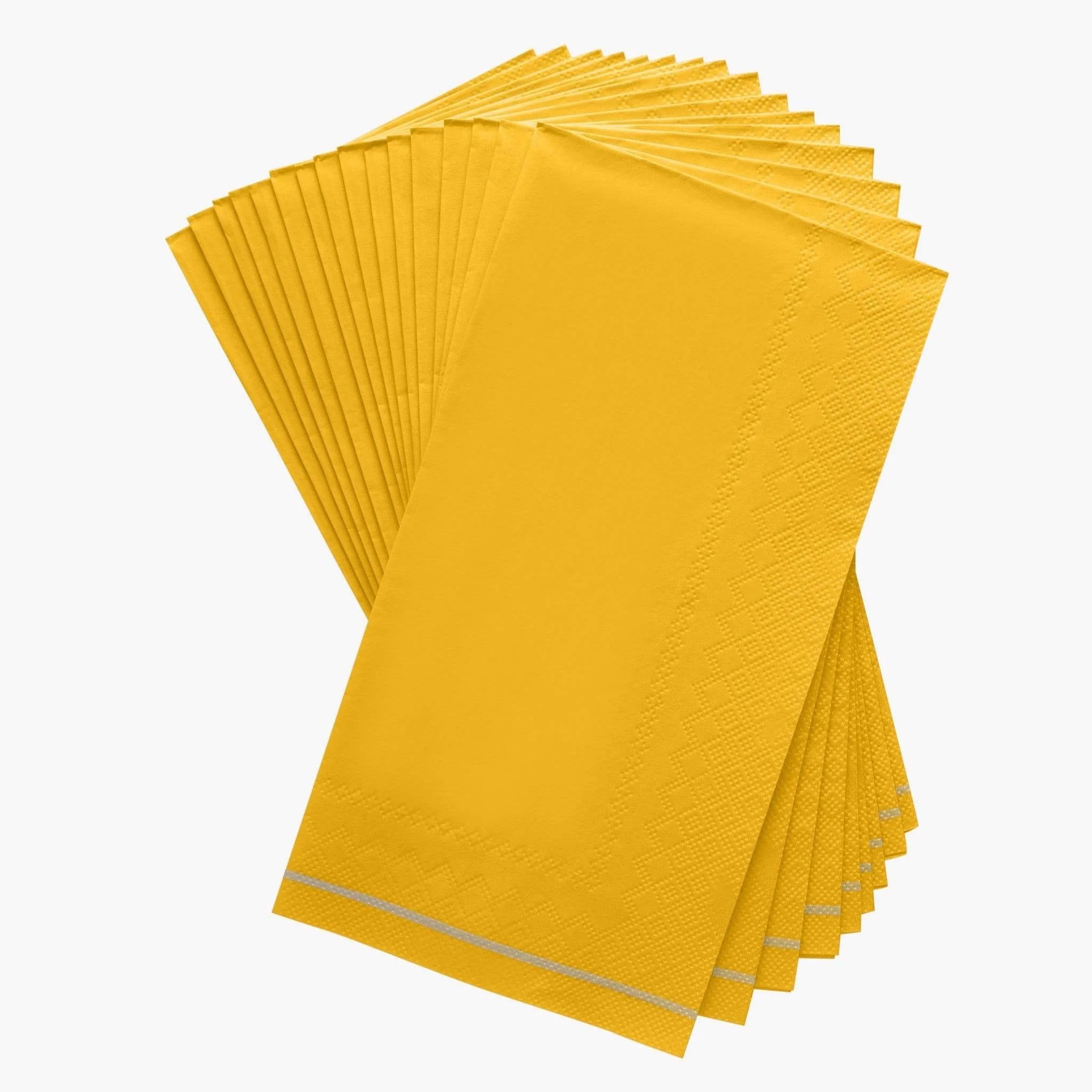 Luxe Party Yellow with Gold Stripe Dinner Napkins - 16 pcs