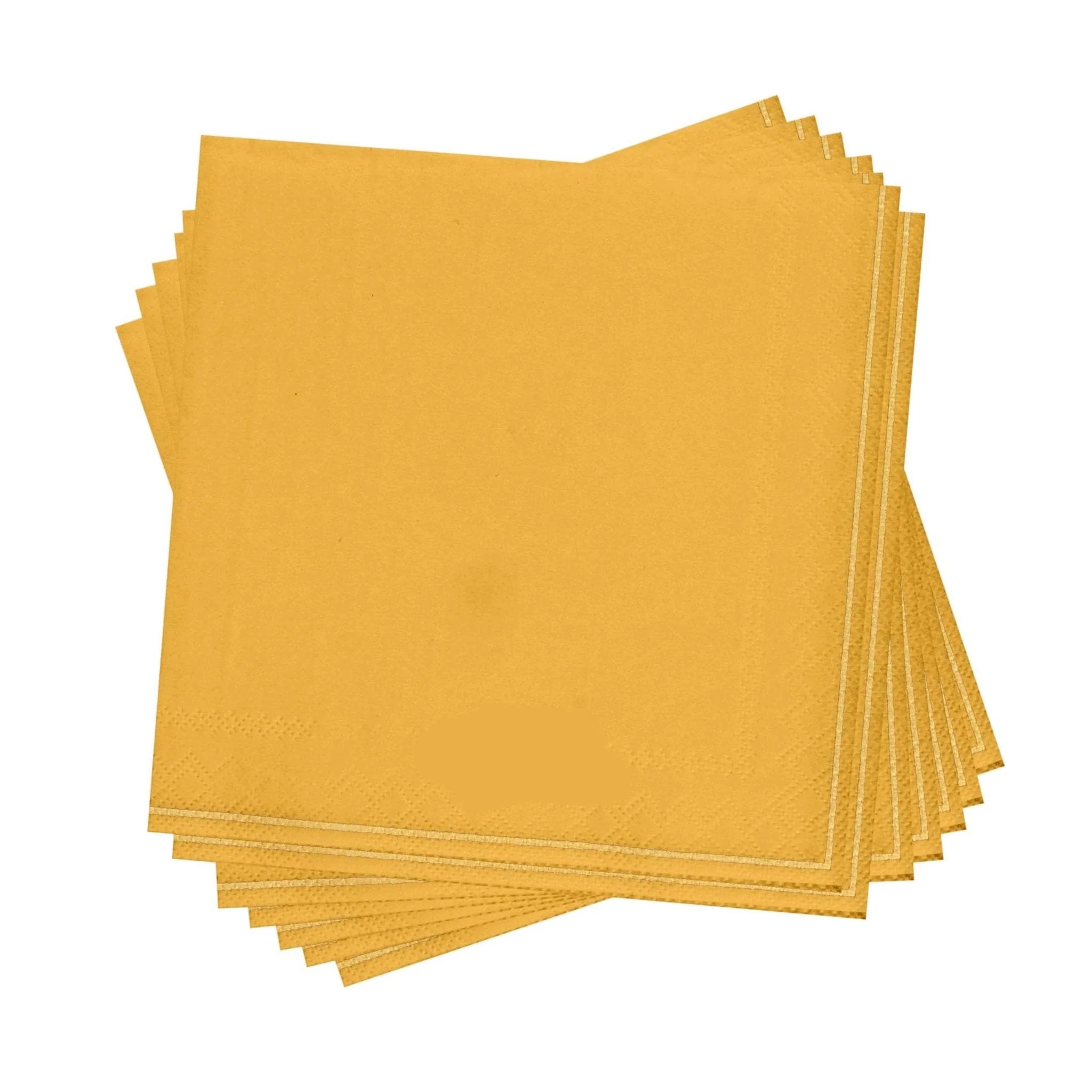 Luxe Party Yellow with Gold Stripe Lunch Napkins - 20 pcs