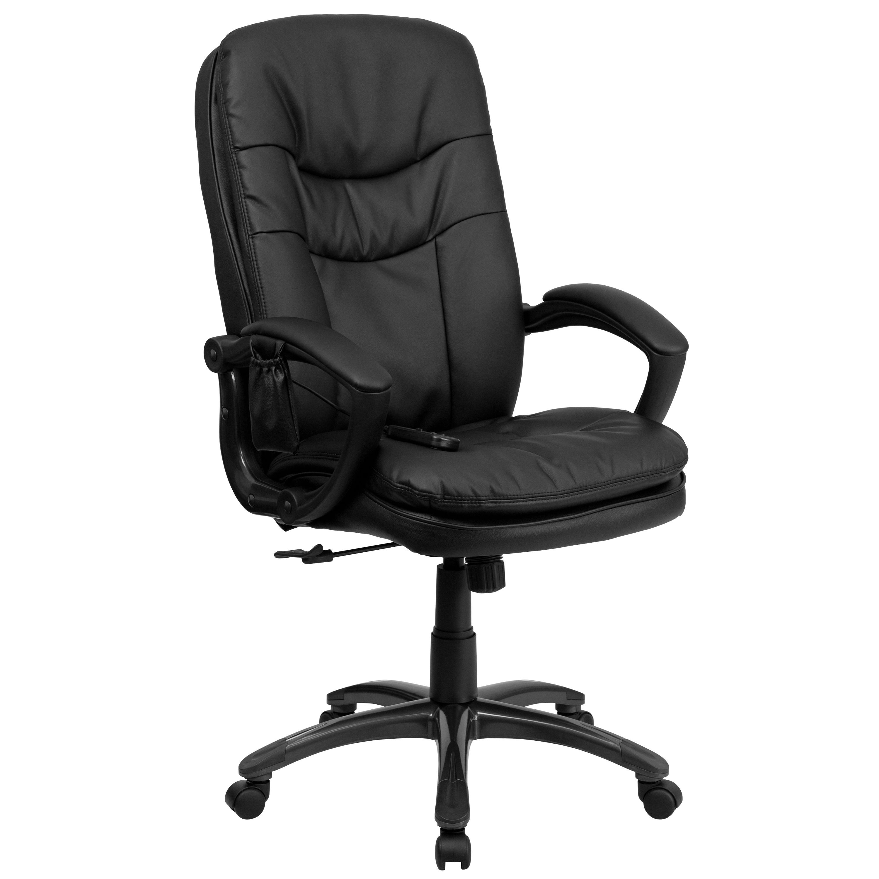 Flash Furniture BT-9585P-GG Mid-Back Massaging Black Leather Executive Office Chair