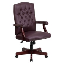 Flash Furniture 801L-LF0019-BY-LEA-GG Martha Washington Burgundy Leather Executive Swivel Chair