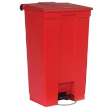 Step-On Waste Container, Rectangular, 23 Gallon, Red