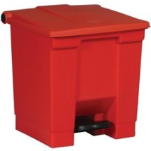Step-On Waste Container, Square, 8 Gallon, Red