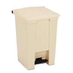 Step-On Waste Container, Square, 12 Gallon, Beige