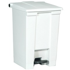 Step-On Waste Container, Square, 12 Gallon, Whtie