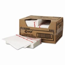 Food Service Towels, 13 x 21, Cotton, White/Red, 150/Carton
