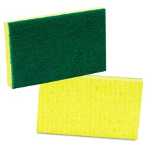 Medium-Duty Scrubbing Sponge, 3.6 x 6.1, Yellow/Green, 20/Carton