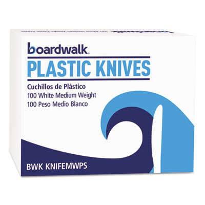 Mediumweight Polystyrene Cutlery, Knife, White, 10 Boxes of 100/Carton