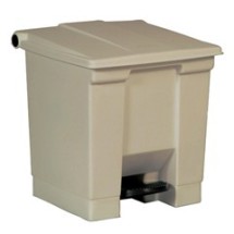 Step-On Waste Container, Square, 8 Gallon, Beige