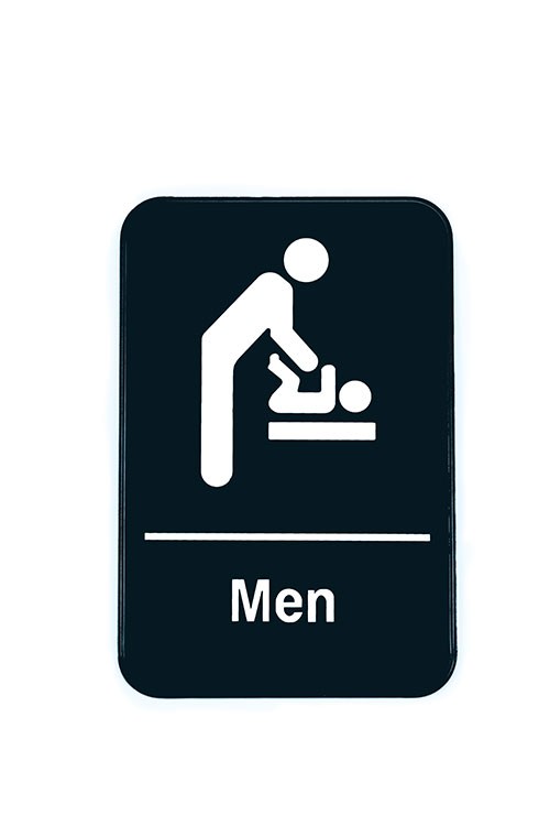 TableCraft 695648 Men Restroom with Baby Changing Sign, 6" x 9"