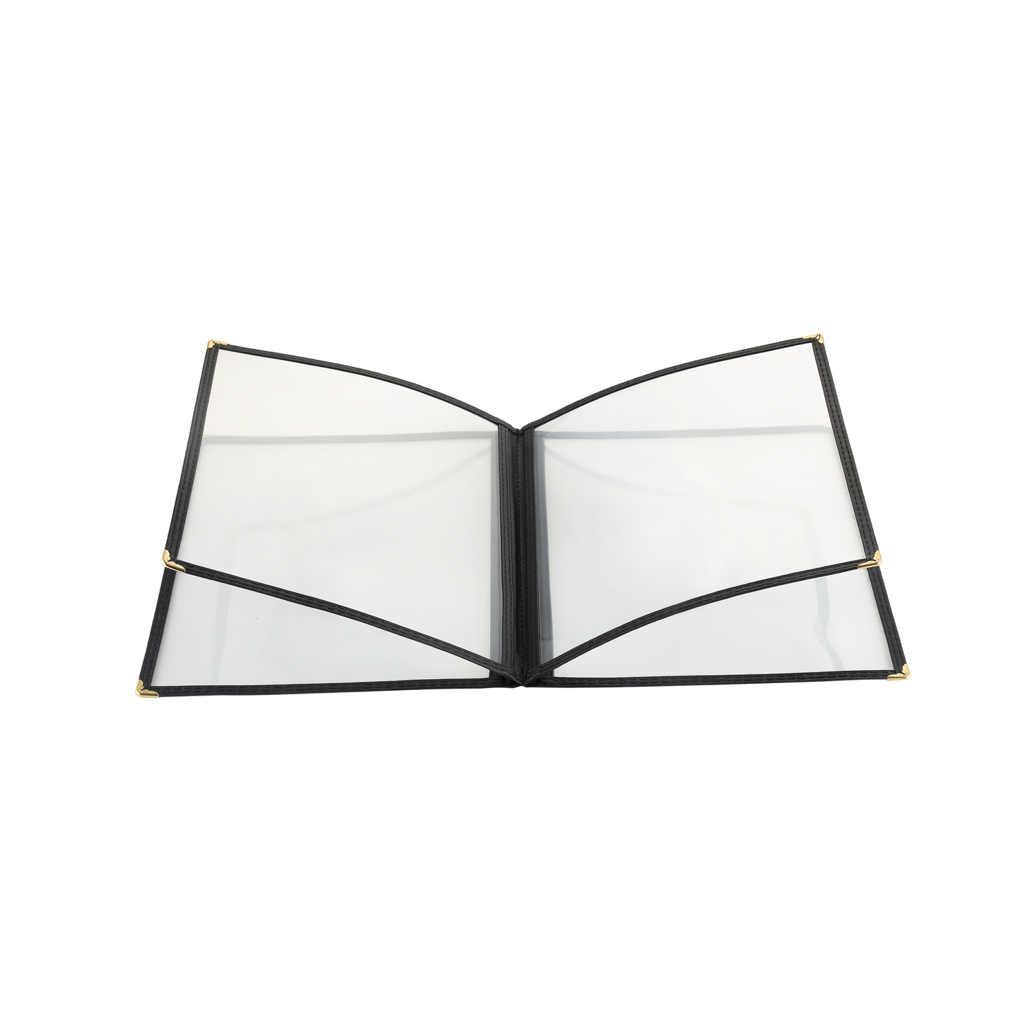 CAC China MCP4-911BK Black Menu Cover 4-Pocket 8 1/2" x 11"