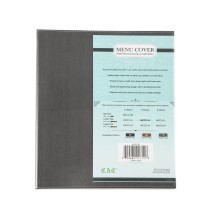 CAC China MCC2-11GY Gray 2-Panel Faux Leather Menu Cover 8-1/2&quot; x 11&quot;