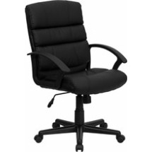 Flash Furniture GO-1004-BK-LEA-GG Mid-Back Black Leather Office Chair