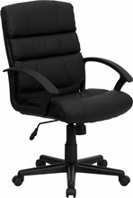Flash Furniture GO-1004-BK-LEA-GG Mid-Back Black Leather Office Chair