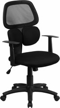 Flash Furniture BT-2755-BK-GG Mid-Back Black Mesh Chair with Flexible Dual Lumbar Support