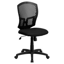 Flash Furniture WL-3958SYG-BK-GG Mid-Back Designer Back Task Chair with Padded Fabric Seat