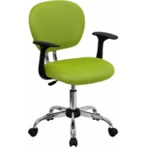 Flash Furniture H-2376-F-GN-ARMS-GG Mid-Back Apple Green Mesh Task Chair with Arms and Chrome Base