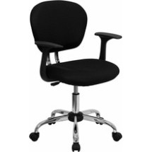 Flash Furniture H-2376-F-BK-ARMS-GG Mid-Back Black Mesh Task Chair with Arms and Chrome Base