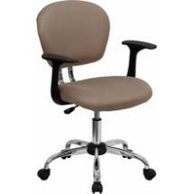 Flash Furniture H-2376-F-COF-ARMS-GG Mid-Back Coffee Brown Mesh Task Chair with Arms and Chrome Base