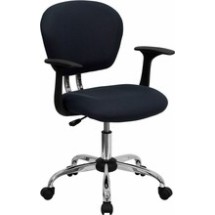 Flash Furniture H-2376-F-GY-ARMS-GG Mid-Back Gray Mesh Task Chair with Arms and Chrome Base