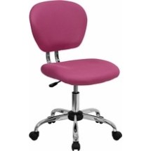 Flash Furniture H-2376-F-PINK-GG Mid-Back Pink Mesh Task Chair with Chrome Base