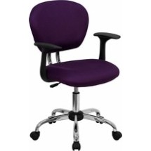 Flash Furniture H-2376-F-PUR-ARMS-GG Mid-Back Purple Mesh Task Chair with Arms and Chrome Base