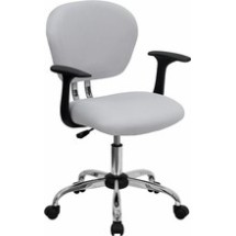 Flash Furniture H-2376-F-WHT-ARMS-GG Mid-Back White Mesh Task Chair with Arms and Chrome Base