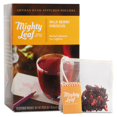 Mighty Leaf Whole Leaf Tea Pouches, Wild Berry Hibiscus, 15/Box