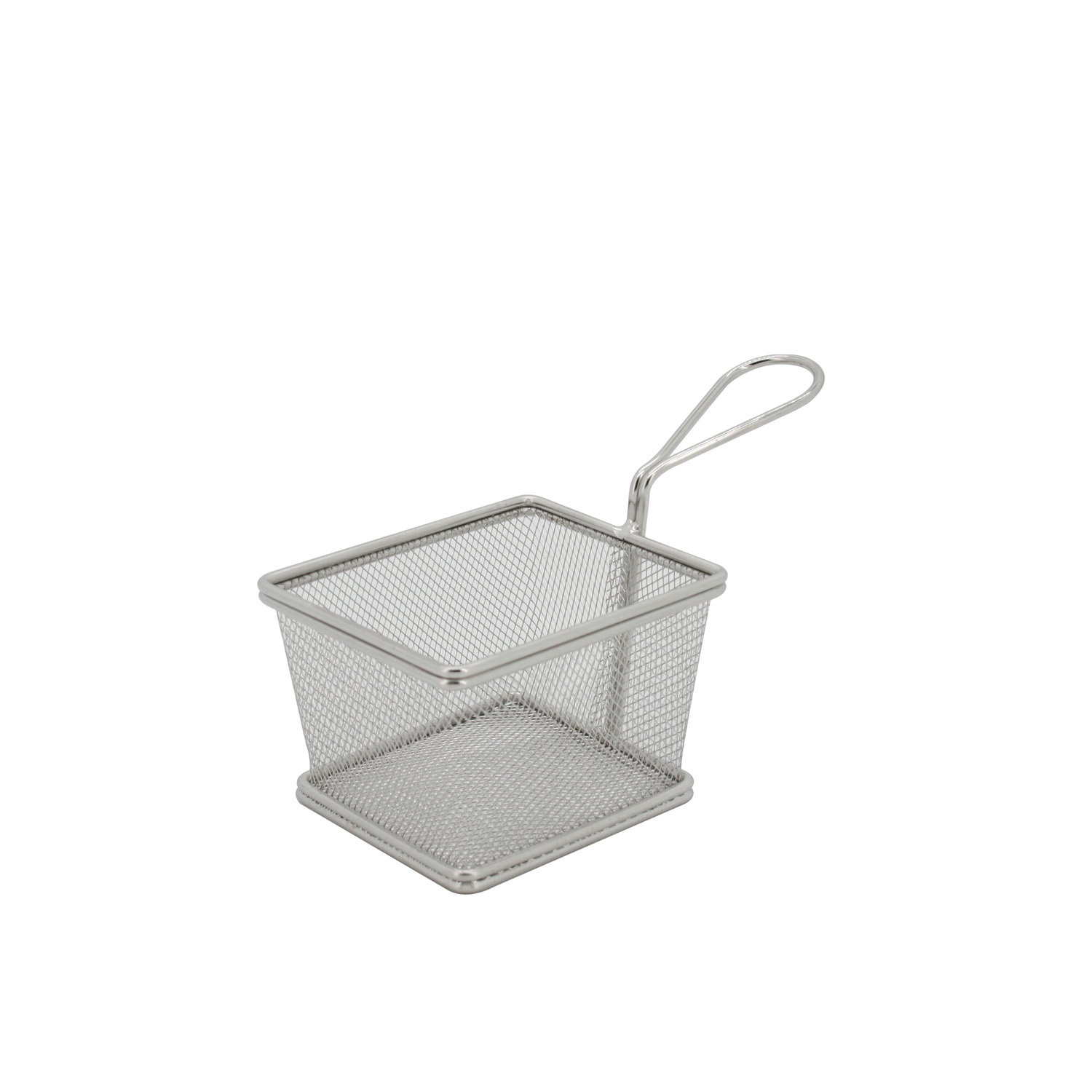 CAC China SMFB-2 Stainless Steel Square Mini Serving Fry Basket,, 5"L x 4-1/8"W x 3-1/4"H
