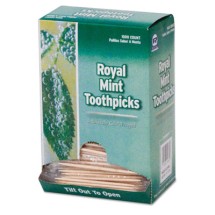 Mint Cello-Wrapped Wood Toothpicks, 2 1/2", Natural, 1000/Box, 15 Boxes/Carton